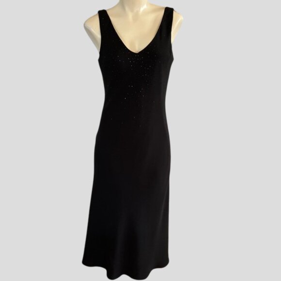 Jones New York Black Rhinestone Sleeveless Elegant Cocktail/Evening Dress - Picture 1 of 12